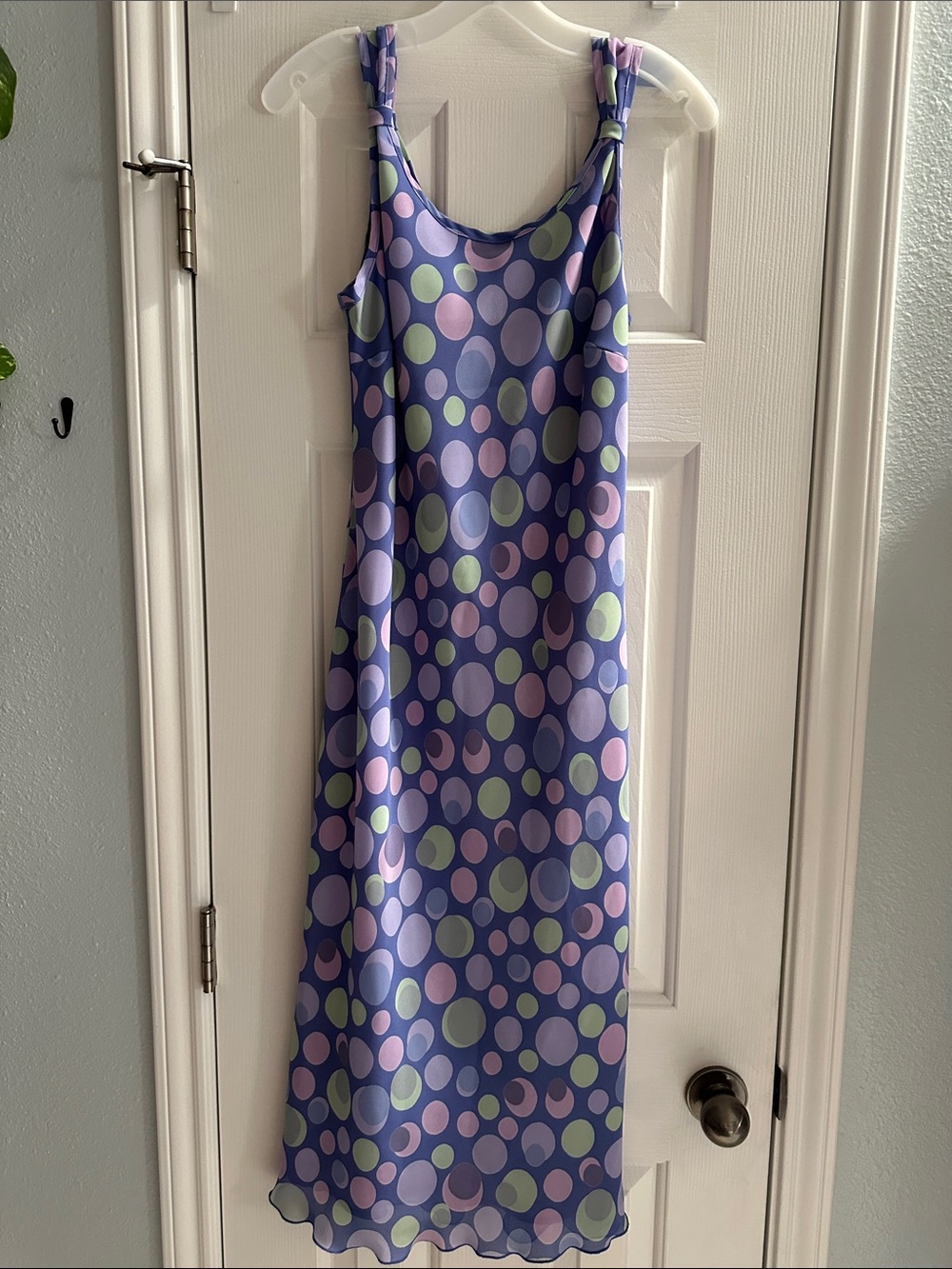 Y2K 2000s Pastel Purple Polka Dot Maxi Dress Women’s 3 Whimsical Fairycore Retro